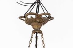 Antique French Marbled Alabaster Plafonnier Ceiling Light Pendant, C.1910