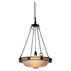 Antique XL Osler / Holophane 'Semi-Indirect' Glass Plafonnier Light, c.1910