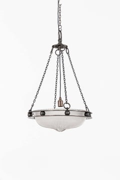 Antique XL Osler / Holophane 'Semi-Indirect' Glass Plafonnier Light, c.1910