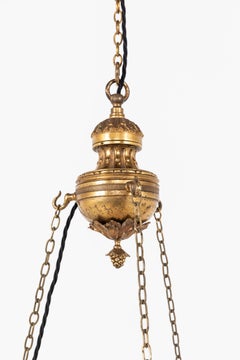 Lámpara de techo colgante antigua, de alabastro, tallada a mano y con motivos ornamentales, hacia 1920