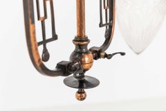 Edwardian Antique Two-Branch Copper Cut Glass Ceiling Light. c.1910