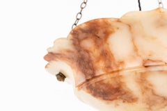 Antique Edwardian Hand Carved Marbled Alabaster Plafonnier Pendant Light, C.1910