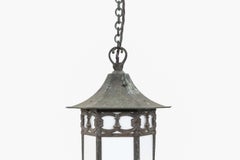 Antique Art Deco Glazed Copper GEC Porch/Hall Lantern Light Lamp C.1920