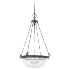 Early 20th C. Antique XL F. & C. Osler Cut Glass Silver Plafonnier Light, c.1910
