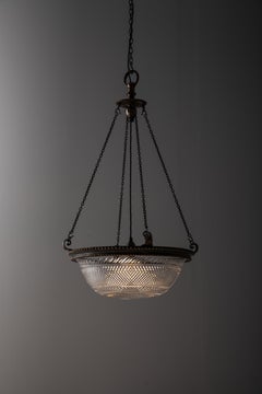 Early 20th C. Antique XL F. & C. Osler Cut Glass Silver Plafonnier Light, c.1910