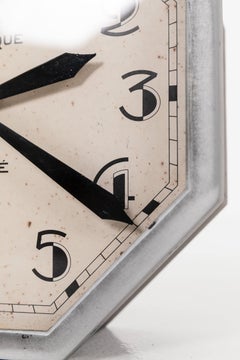 Art Deco Vintage Industrial Electrique Brillie Factory Railway Wall Clock c.1930