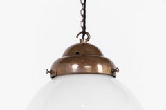Art Deco Antique Vintage Two-Tone Opaline Glass Pendant Lamp Light, c.1930