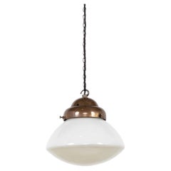 Art Deco Antique Vintage Two-Tone Opaline Glass Pendant Lamp Light, c.1930