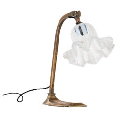 Lampe de bureau française ancienne en laiton coulé, début du XXe siècle, vers 1910