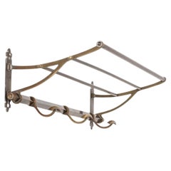 Early 20th Century Antique Art Deco Brass Hat & Coat Wall Mounted Rack. c.1930