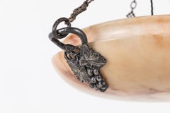 Grand plafonnier suspendu édouardien ancien en albâtre sculpté, vers 1900
