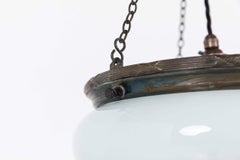 Antique GEC Blown Opaline Glass Plafonnier Light Pendant, C.1920
