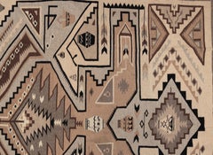 Antique 1930 - 1940 Two Grey Hills Navajo Wool Rug