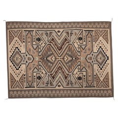 Antique 1930 - 1940 Two Grey Hills Navajo Wool Rug