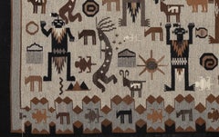 Antiker Yei-Navajo-Wollteppich mit Bildmotiven aus den Jahren 1930–1940