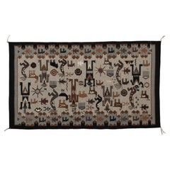 Antiker Yei-Navajo-Wollteppich mit Bildmotiven aus den Jahren 1930–1940