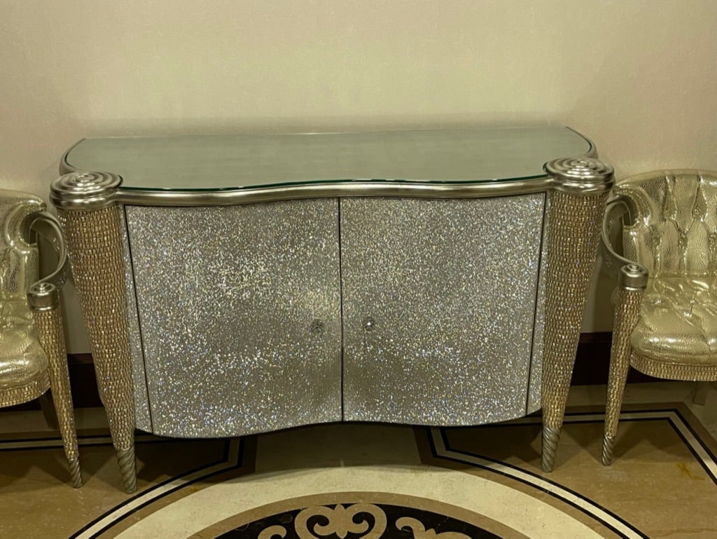 Colombostile Cabinet with Full Swarovski Crystals, Handmade in Italy For Sale