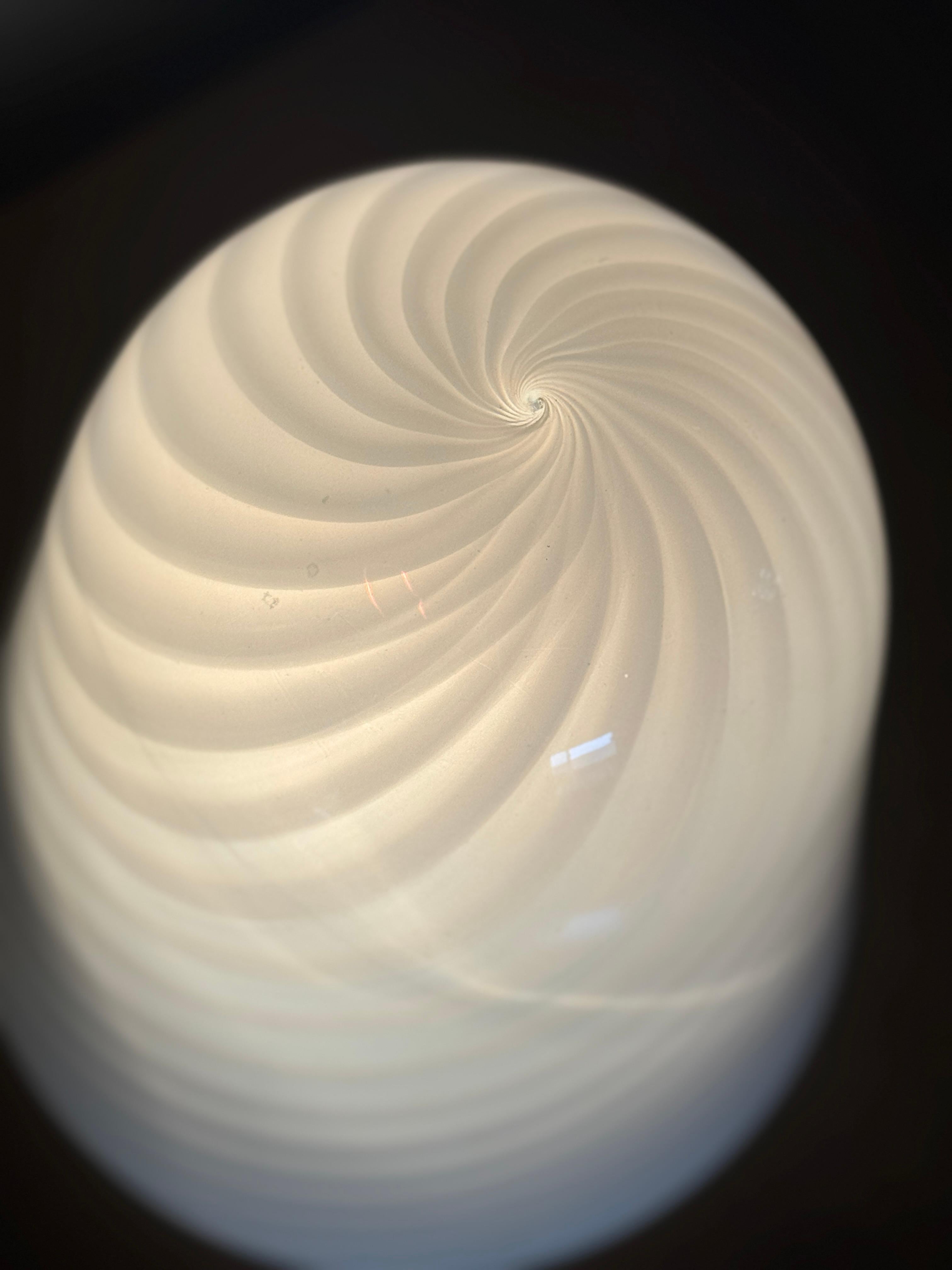 Mid-Century Modern A one of a kind hand blown Murano glass lamp with a swirl pattern, made in Italy For Sale