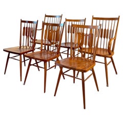 A mid century modern set of 6 dining chairs by Kipp Stewart for Drexel