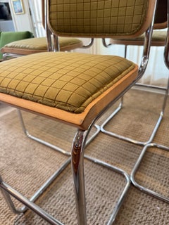 A classic set of 4 Cesca style barstools in the style of Marcel Breuer