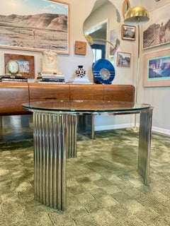 A beautiful art deco futurist chrome coffee table, circa 1970s