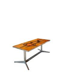 A vintage ceramic tile coffee table designed by Adri Belgique, circa 1960s