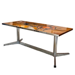 A vintage ceramic tile coffee table designed by Adri Belgique, circa 1960s