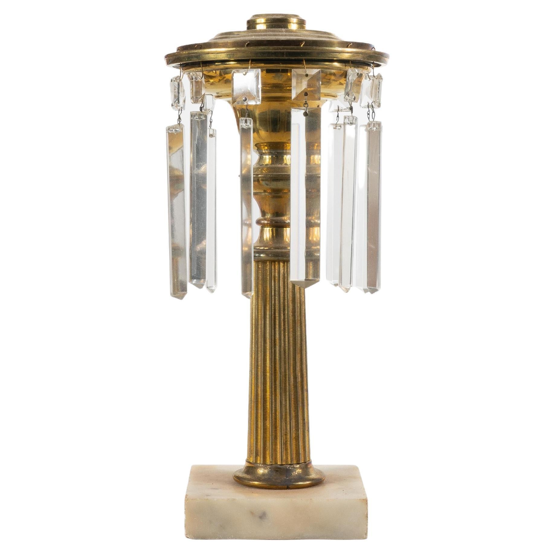 Cornelius & Co. brass astral lamp with original blown, frosted, and cut glass globe form shade.
American, Philadelphia, circa 1840.