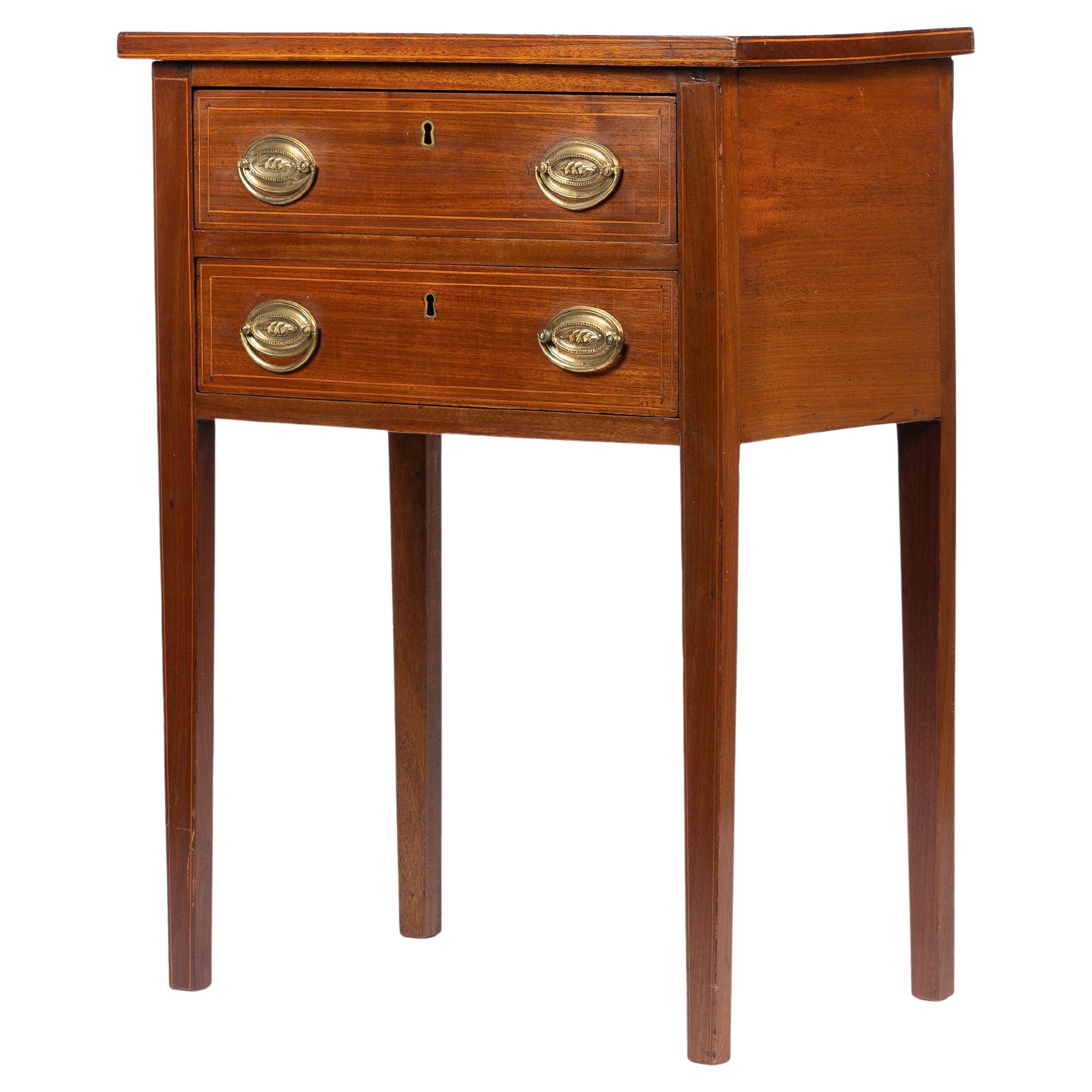 American Hepplewhite Mahogany Two Drawer Stand For Sale