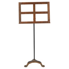 Vintage Oak Music Stand on Adjustable Iron Rod with Tripod Base by Imperial