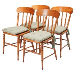 Set of four New England cane seat country Sheraton maple chairs, c. 1840-60