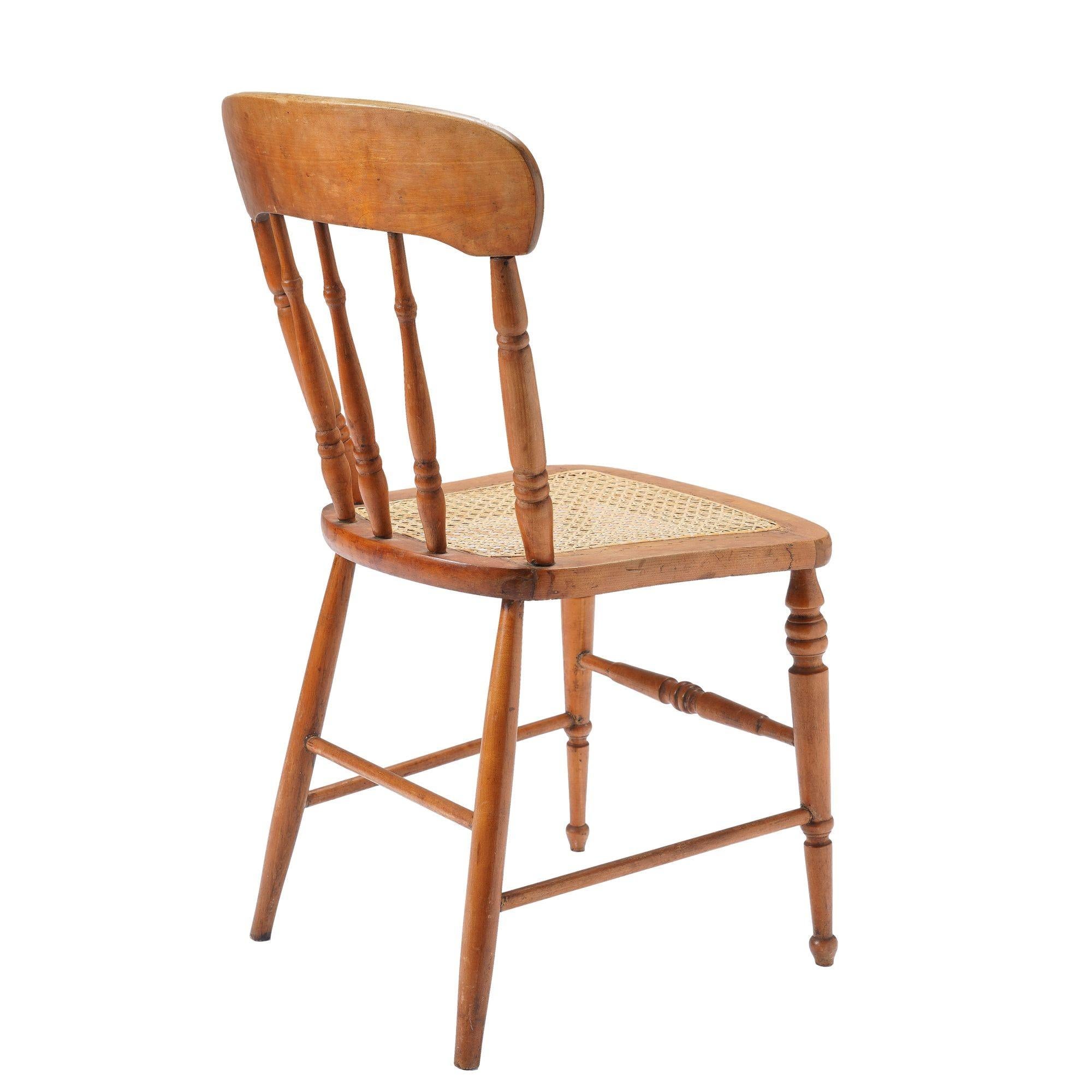 Set of four New England cane seat country Sheraton maple chairs, c. 1840-60 For Sale 2