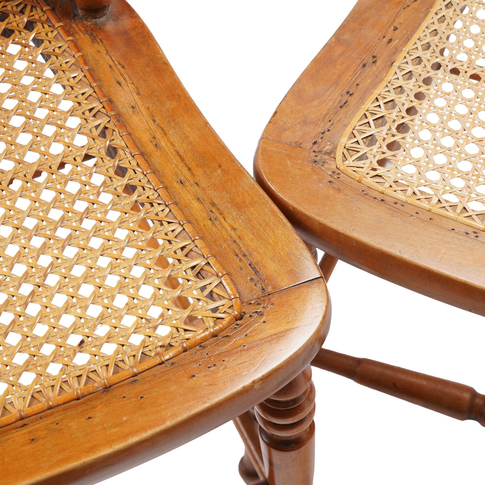 Set of four New England cane seat country Sheraton maple chairs, c. 1840-60 For Sale 10