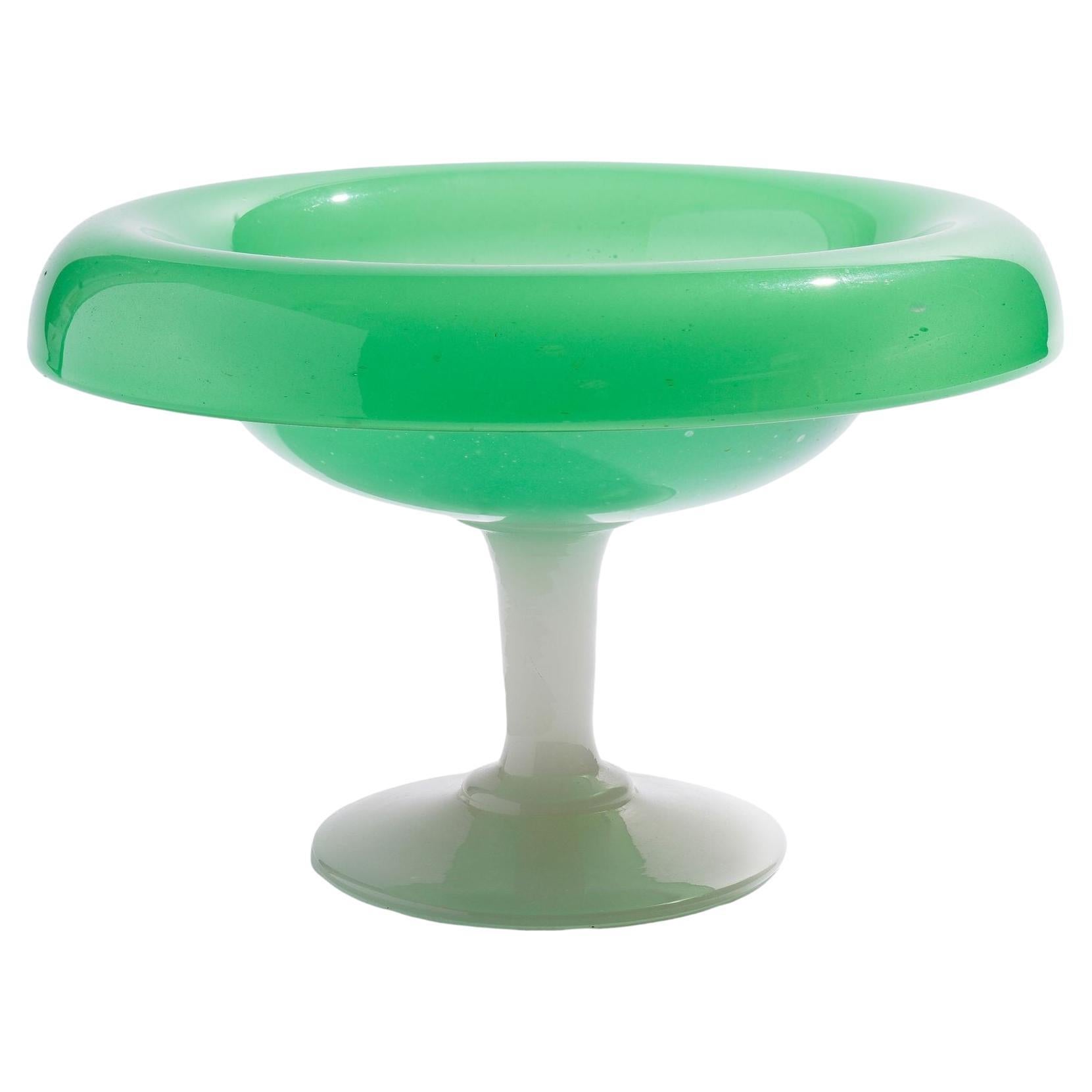 Steuben Studio jade & alabaster opaline compote, c. 1920 For Sale