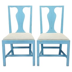 Pair of American Blue Painted Mahogany Side Chairs, 1940