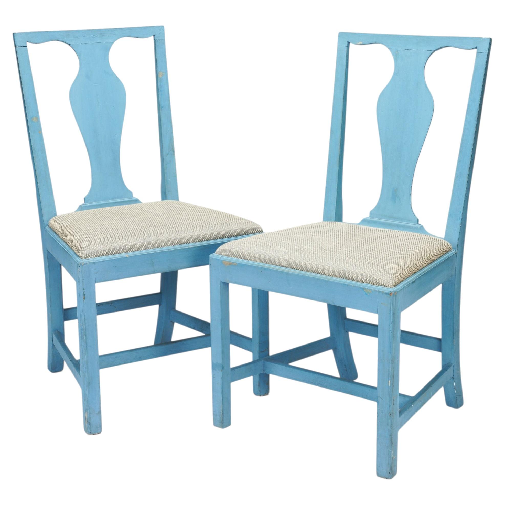 Coppia di sedie da salotto in mogano verniciato blu americano, 1940 in vendita