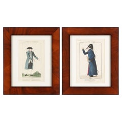 Pair of French hand-colored theatrical engravings, c. 1800