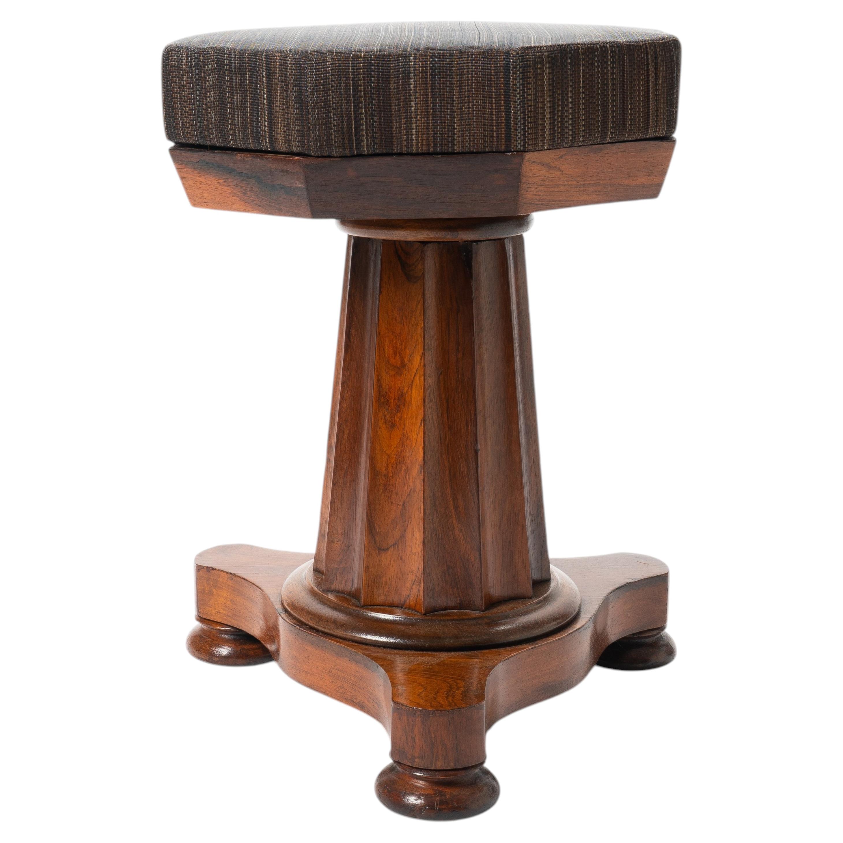 American Empire rosewood piano stool, c. 1830 For Sale