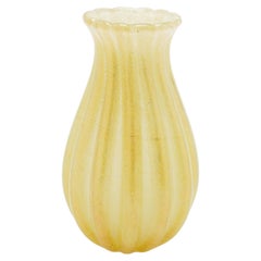 Archimede Seguso attributed Murano gold-infused ribbed blown glass vase, 1950's