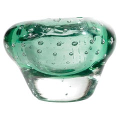 Italian Murano bullicante green cased glass bowl, 1950's
