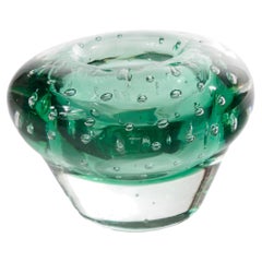 Italian Murano bullicante green cased glass bowl, 1950's