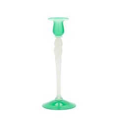 White opaline and jade glass candlestick by Steuben, c. 1925