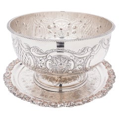 Secchiello per champagne o raffredda-vino inglese di Sheffield con vassoio abbinato, 1900-1950 circa