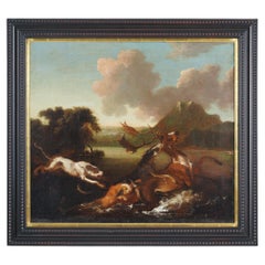Abraham Hondius, Dutch Golden Age oil on canvas of a stag hunt, 1660-80
