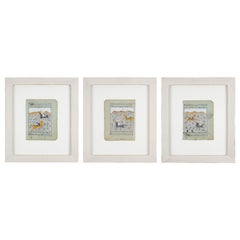 Set of Three 19th Century Persian Miniature Paintings of Polo Players