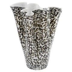 Murano mottled glass fazzoletto / handkerchief vase, 1950s