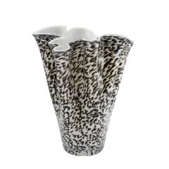 Murano mottled glass fazzoletto / handkerchief vase, 1950s