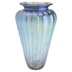 Mayauel Ward contemporary iridescent blue blown glass vase, 2015