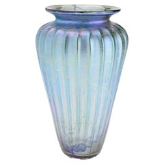 Mayauel Ward contemporary iridescent blue blown glass vase, 2015