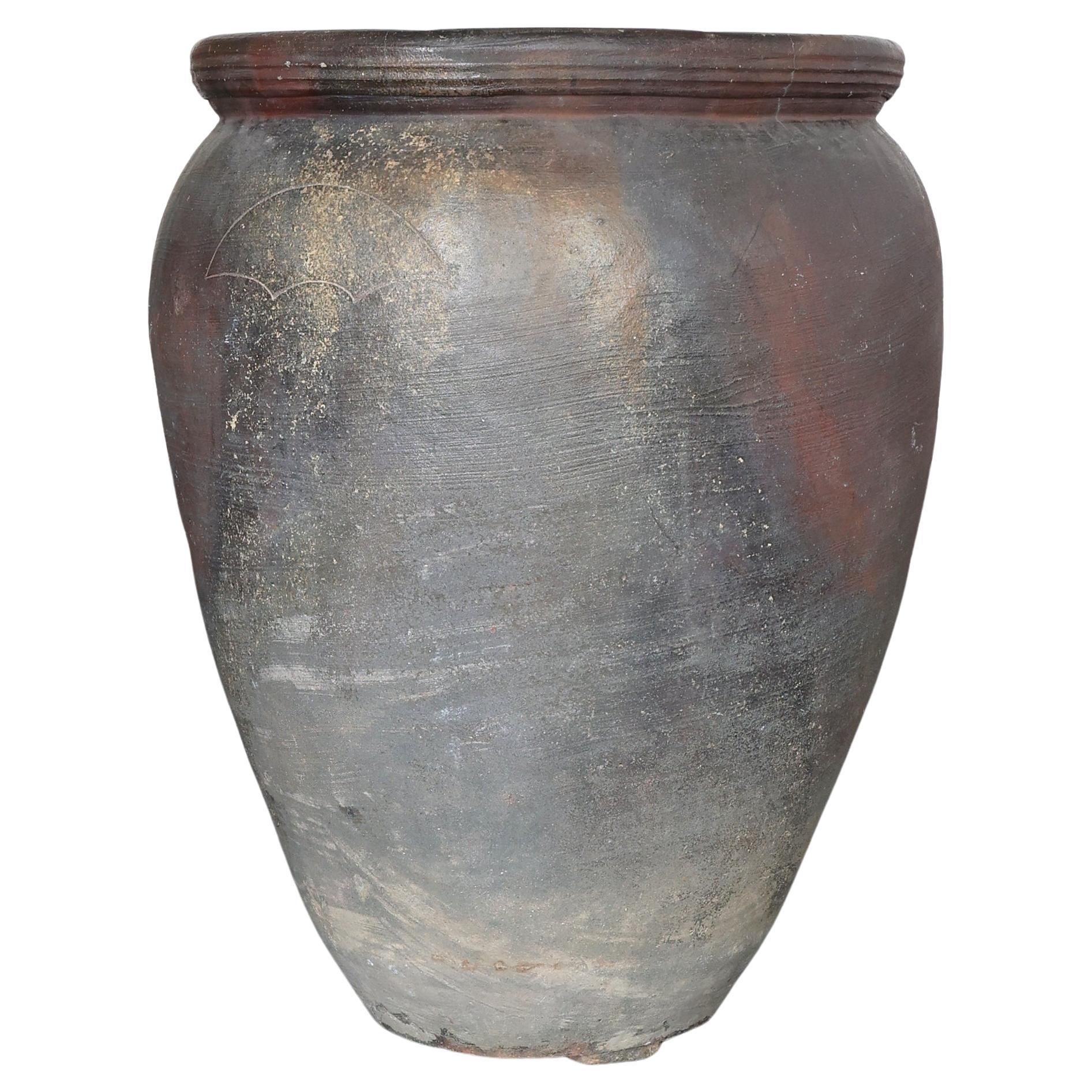 ENORME vaso primitivo in terracotta giapponese dell'inizio del XIX secolo in vendita